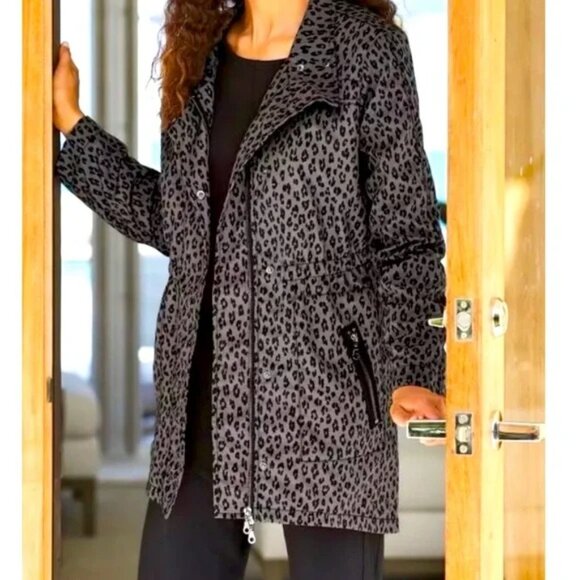 🍀🍀Soft Surroundings Nylon Leopard Animal Print Jacket 1X - Picture 1 of 5